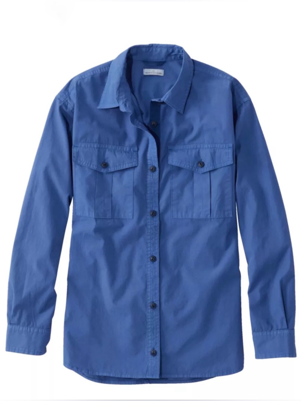LL Bean Signature Women's Soft Poplin Shirt 100% Cotton Deep Blue Large Gropcore
